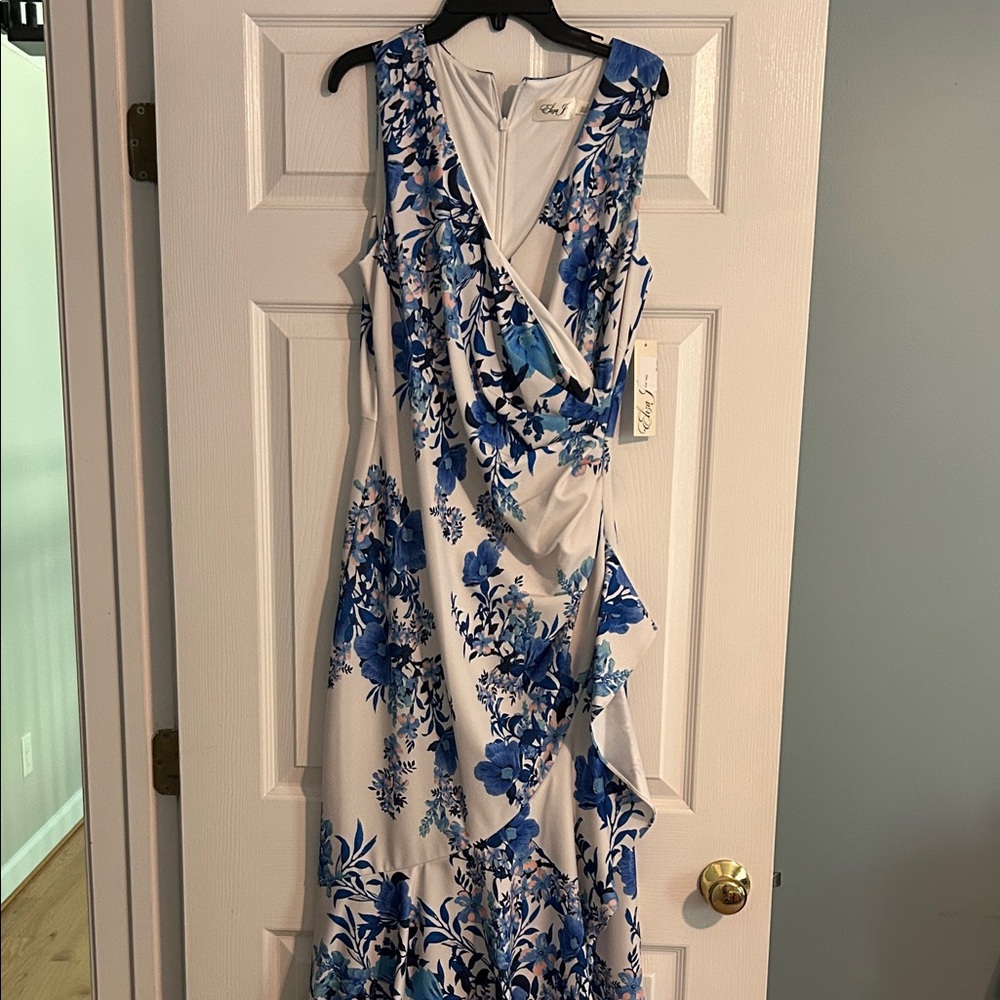 Eliza J Asymmetrical Blue Floral Dress